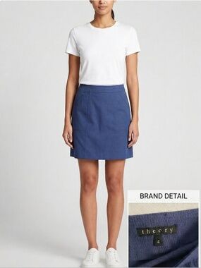 THEORY | Stretchable Cotton Skirt Blue Sz 4